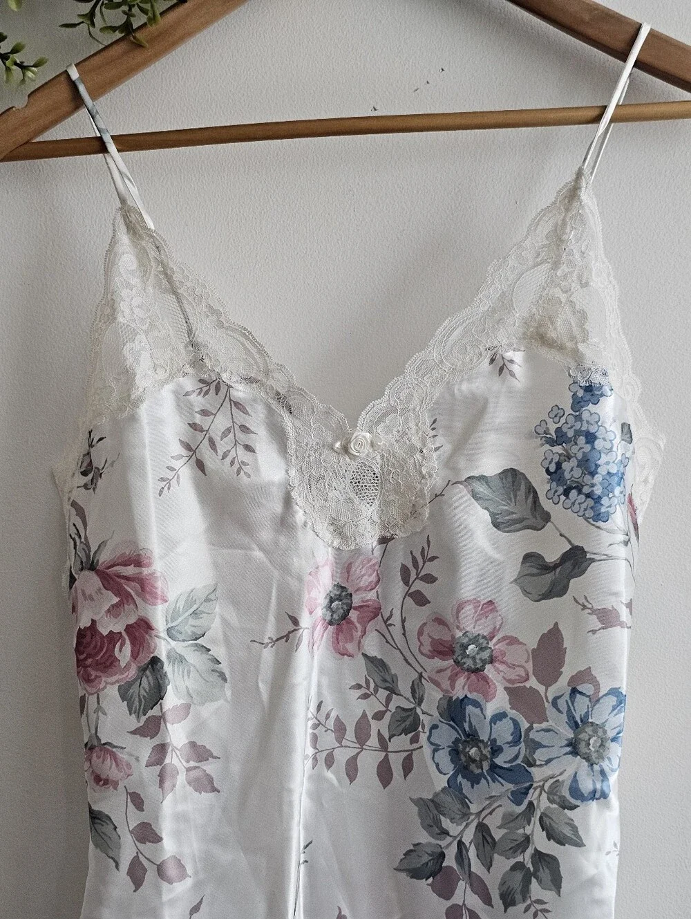 Vintage 80's Delicates Floral Satin Teddy Bodysuit Lace Lingerie Romper S